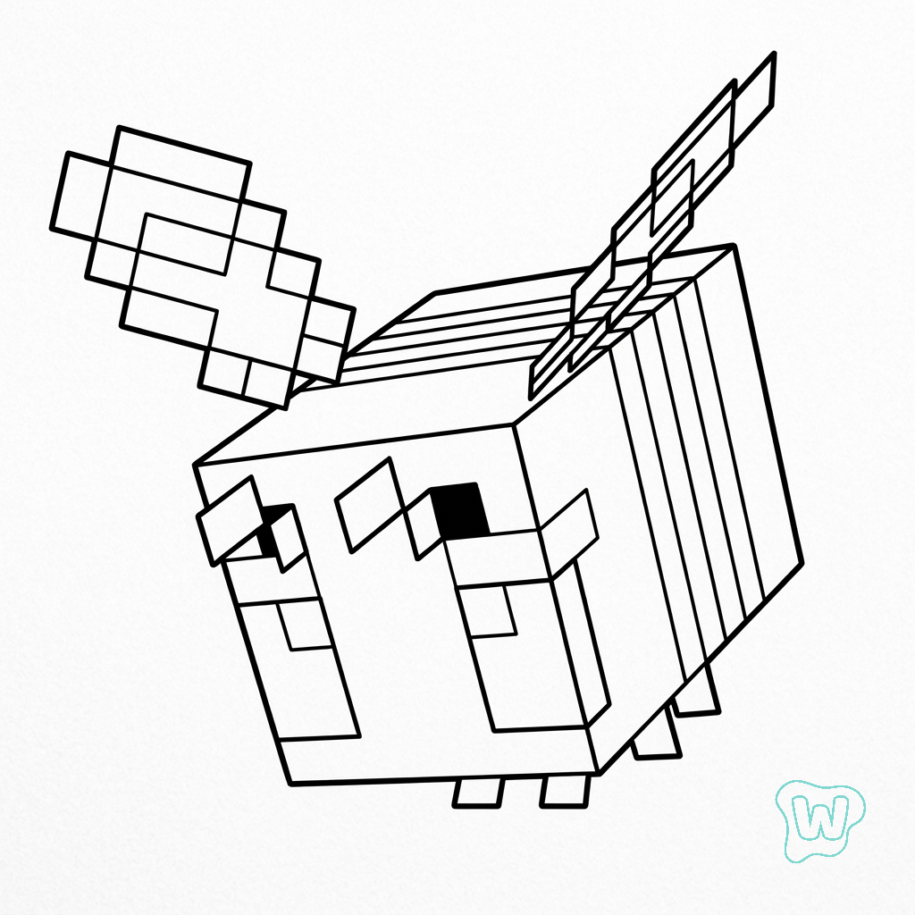 colorear páginas de Bee Minecraft