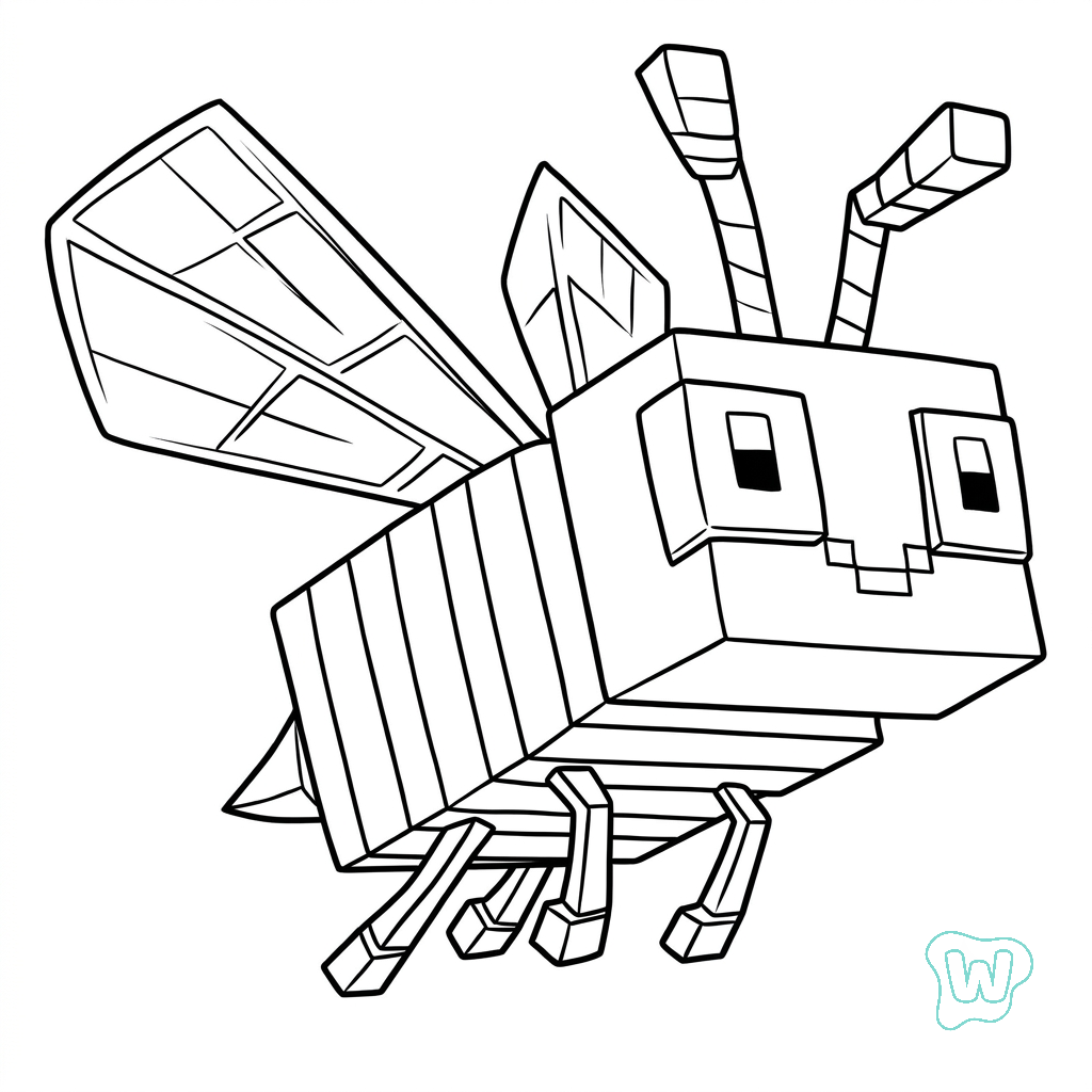 páginas para colorear imprimibles gratis Bee Minecraft