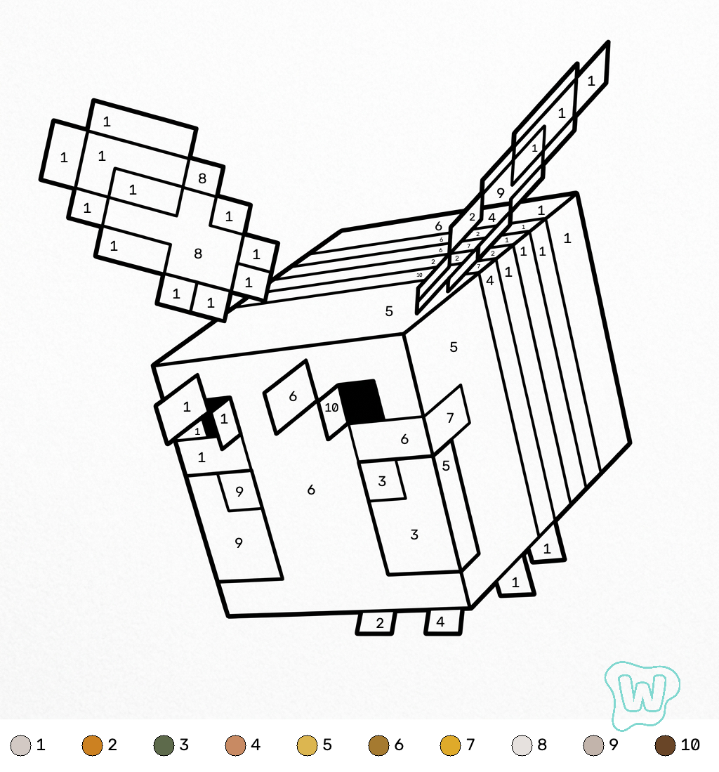 PDF gratis Bee Minecraft coloring by numbers