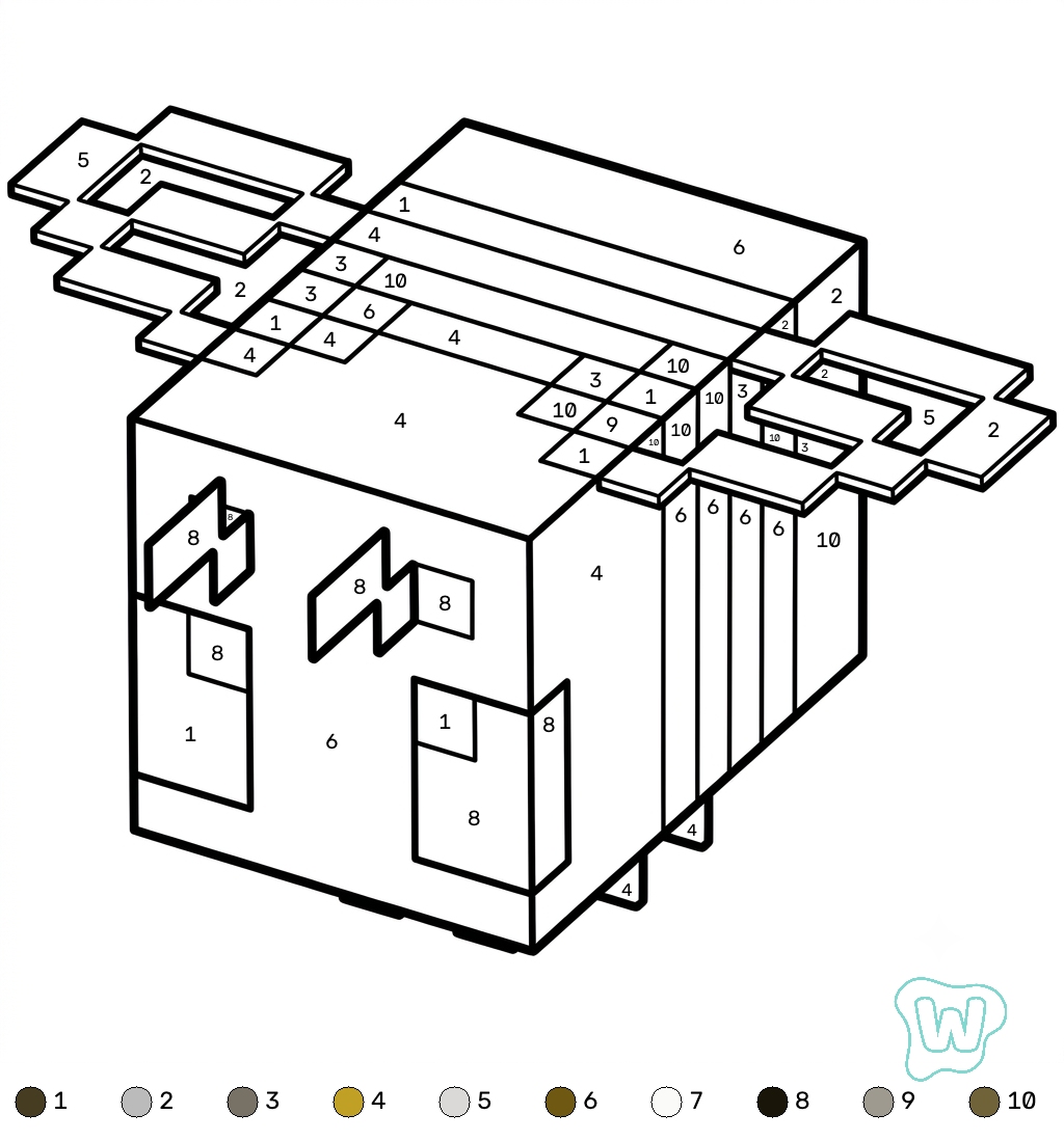 páginas para colorear para imprimir gratis Bee Minecraft coloring by numbers