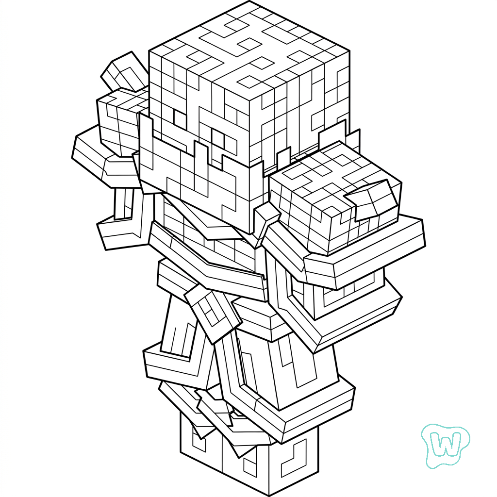 felices páginas para colorear Blaze Minecraft