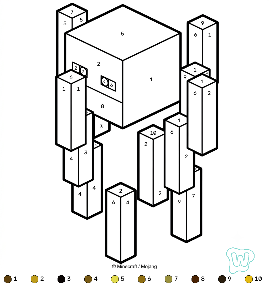 Blaze Minecraft coloring by numbers dibujos para colorear  y Imprimir PDF gratis