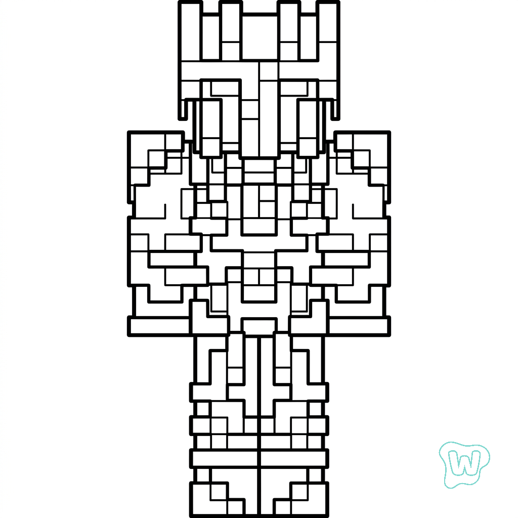 colorear páginas de Ender Knight Minecraft