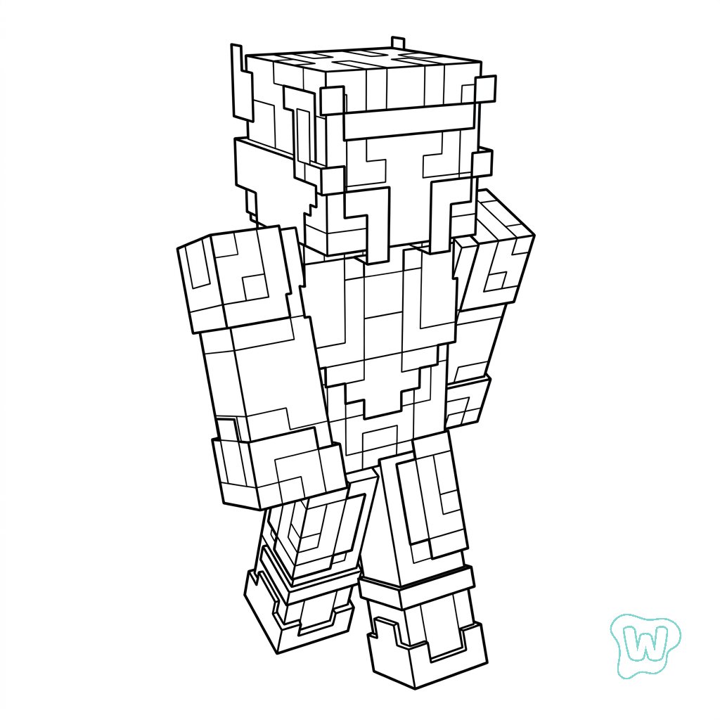 Ender Knight Minecraft páginas para colorear pdf