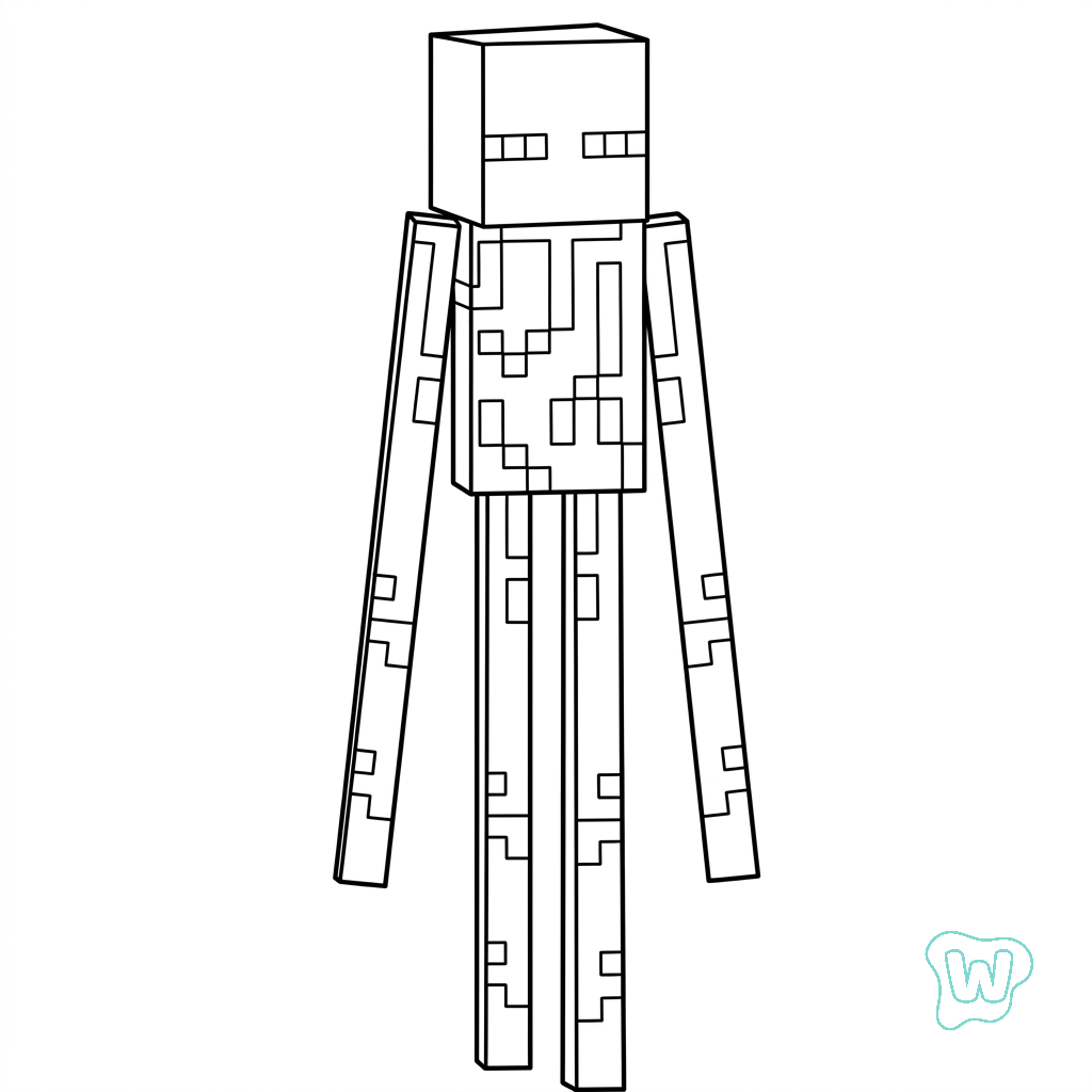 páginas para colorear imprimibles Enderman Minecraft para adultos