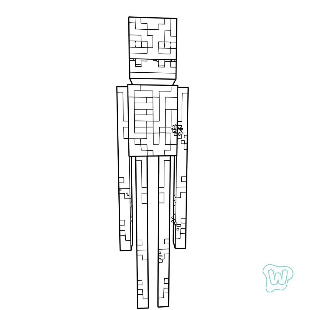 páginas para colorear detalladas de Enderman Minecraft para adultos