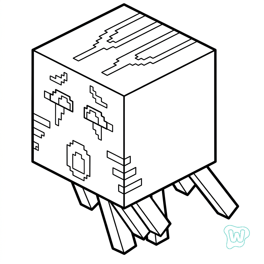 páginas para colorear kawaii lindas Ghast Minecraft