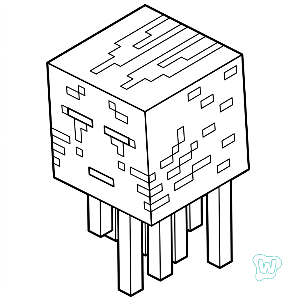 páginas para colorear Ghast Minecraft imprimibles gratis