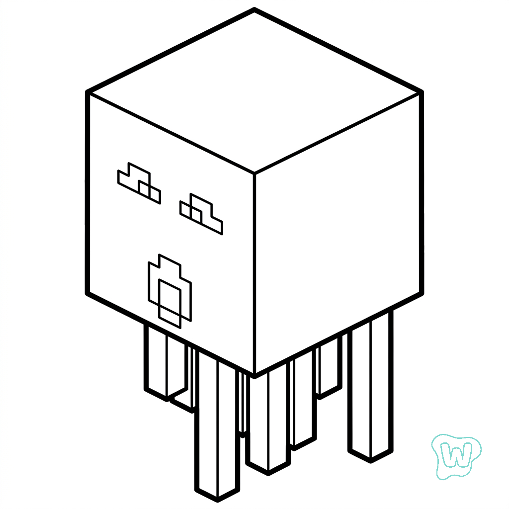 colorear páginas de Ghast Minecraft