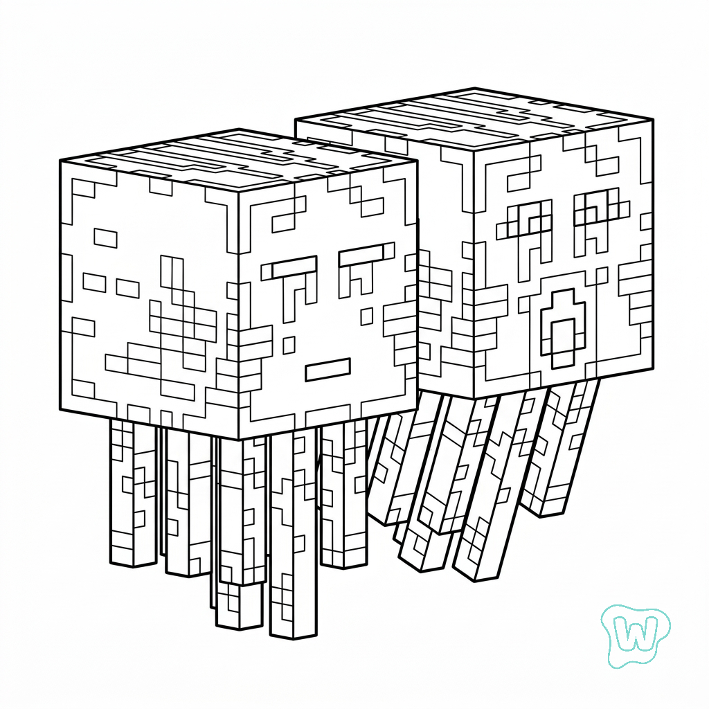 lindas páginas para colorear Ghast Minecraft