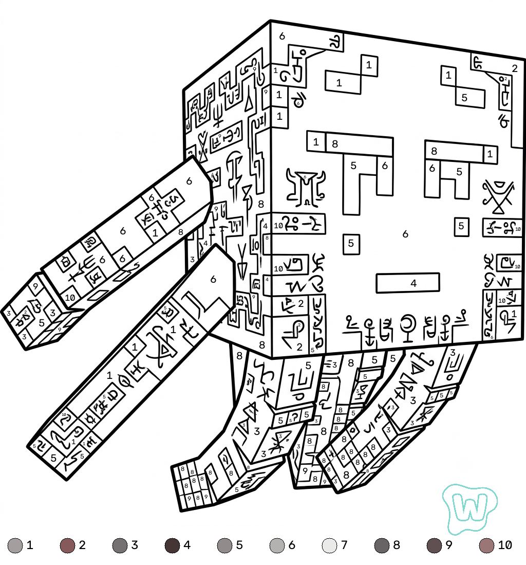 Ghast Minecraft coloring by numbers dibujos para colorear grinch