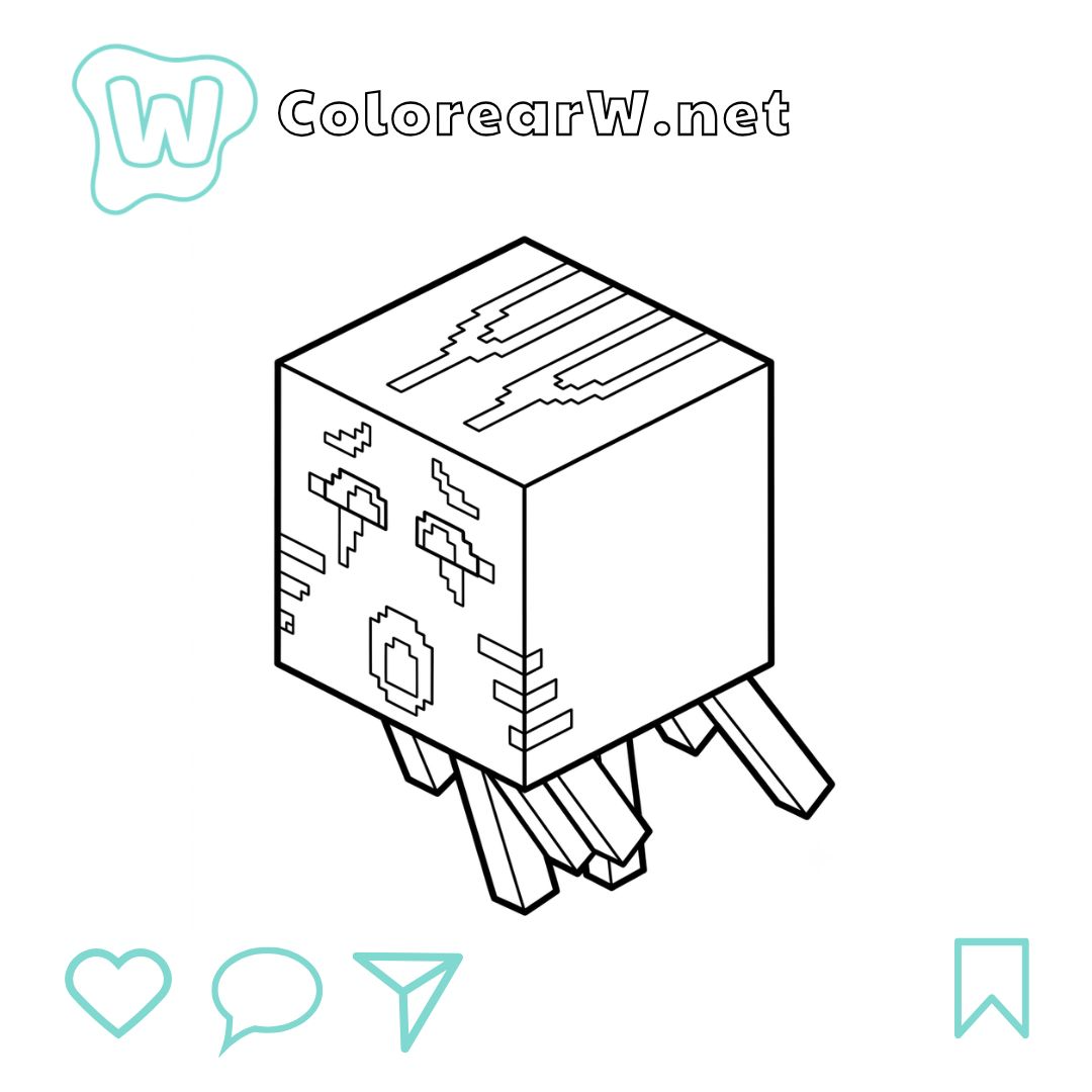 Ghast Minecraft para colorear (PDF para imprimir gratis) thumbnail