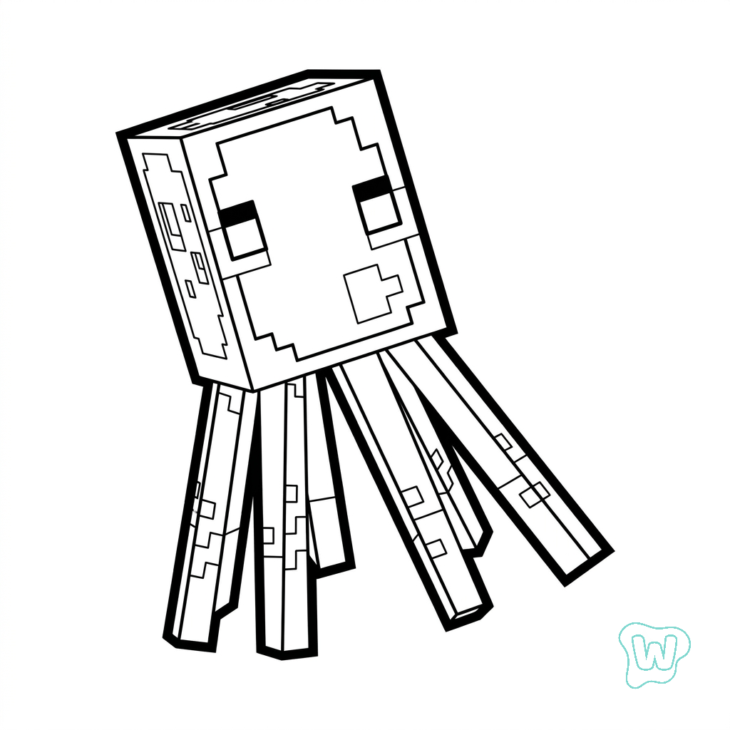 Glow Squid Minecraft páginas para colorear gratis