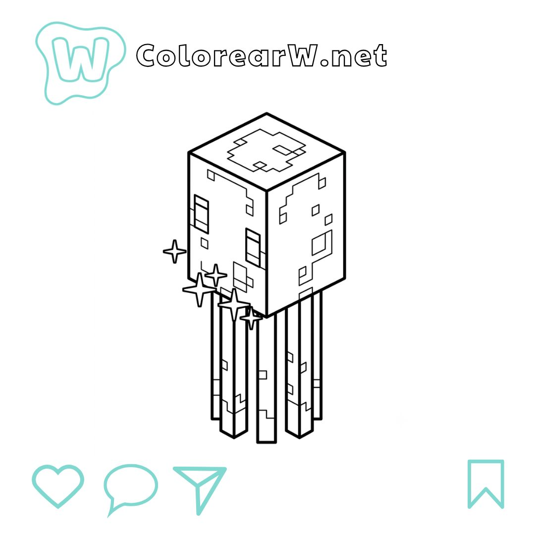 Glow Squid Minecraft para colorear (PDF para imprimir gratis) thumbnail