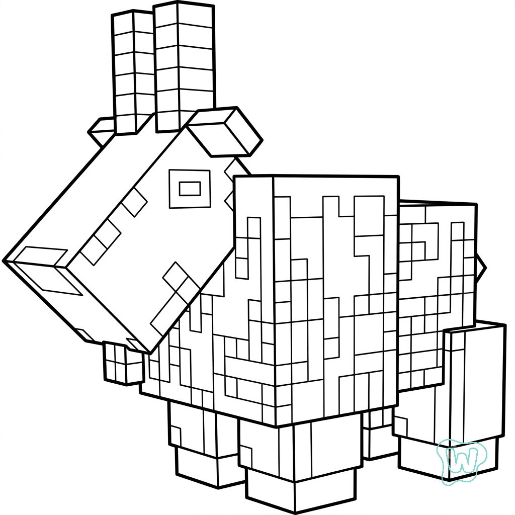 páginas para colorear gratis Goat Minecraft