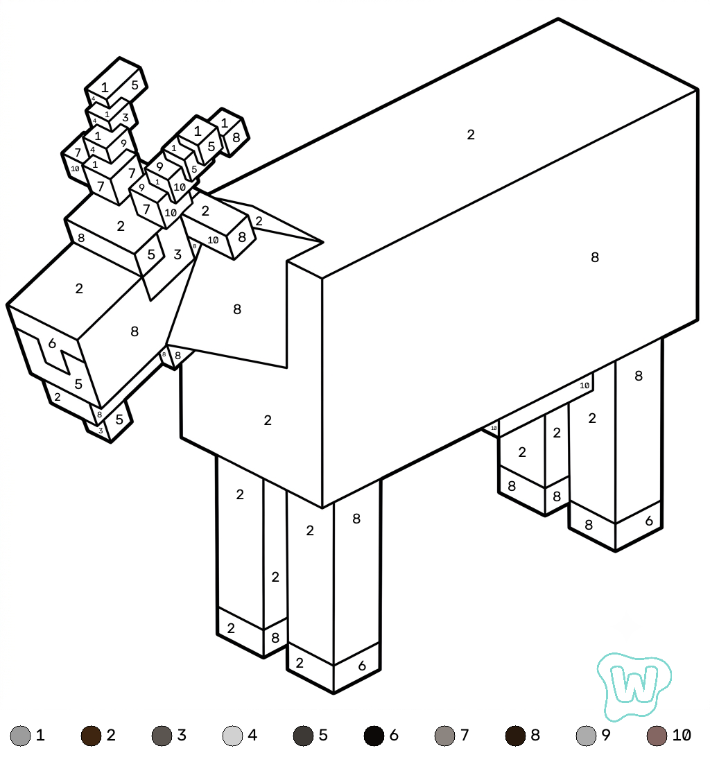 Goat Minecraft coloring by numbers dibujos para colorear grinch