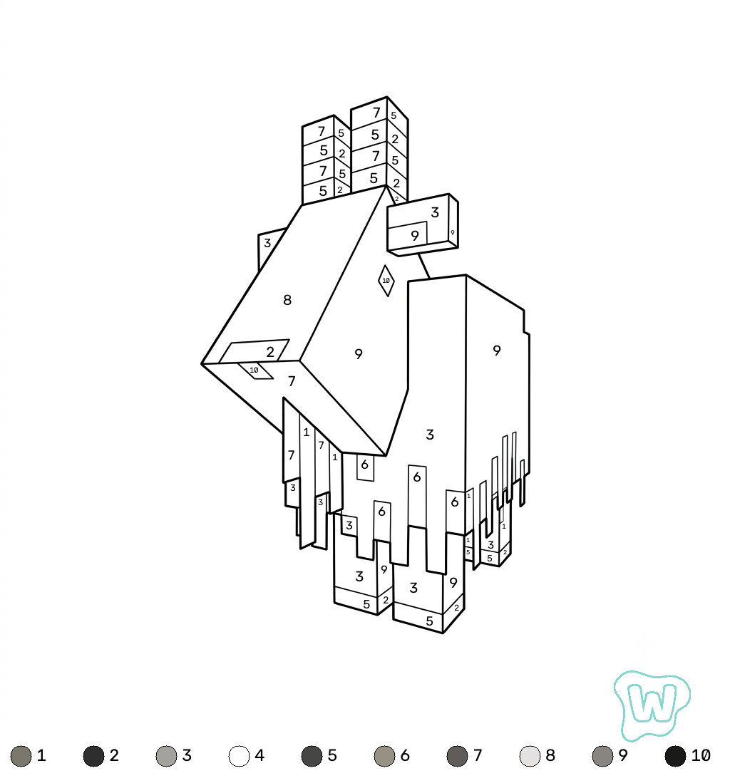 Goat Minecraft coloring by numbers descargar PDF gratis