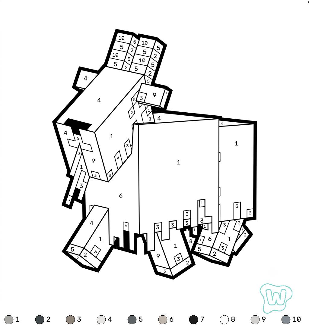para colorear Goat Minecraft coloring by numbers