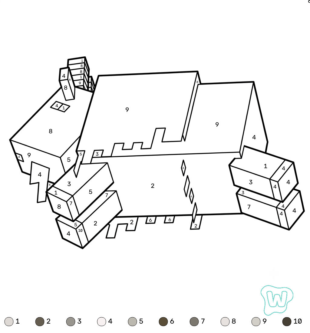 Goat Minecraft coloring by numbers páginas para colorear para imprimir gratis