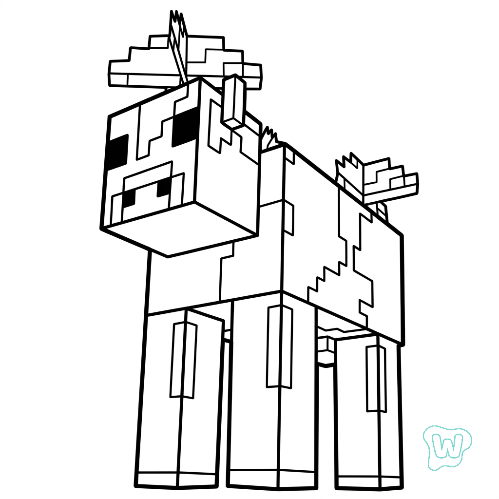 felices páginas para colorear Mooshroom Minecraft