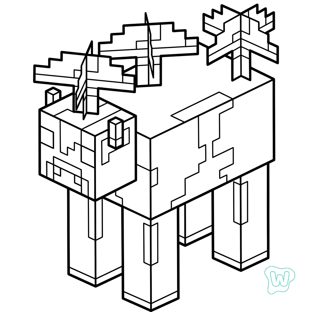 páginas para colorear gratis para adultos Mooshroom Minecraft