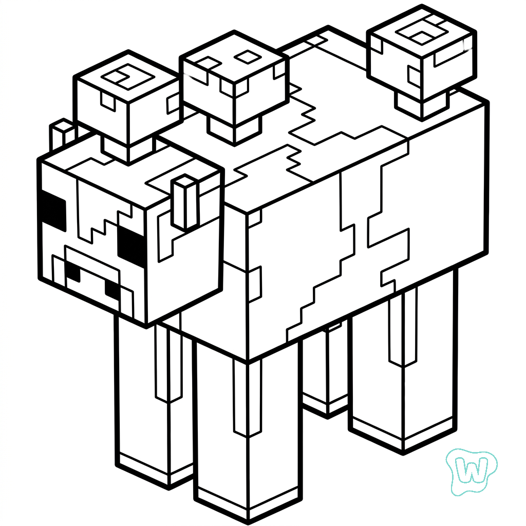 páginas para colorear para Mooshroom Minecraft