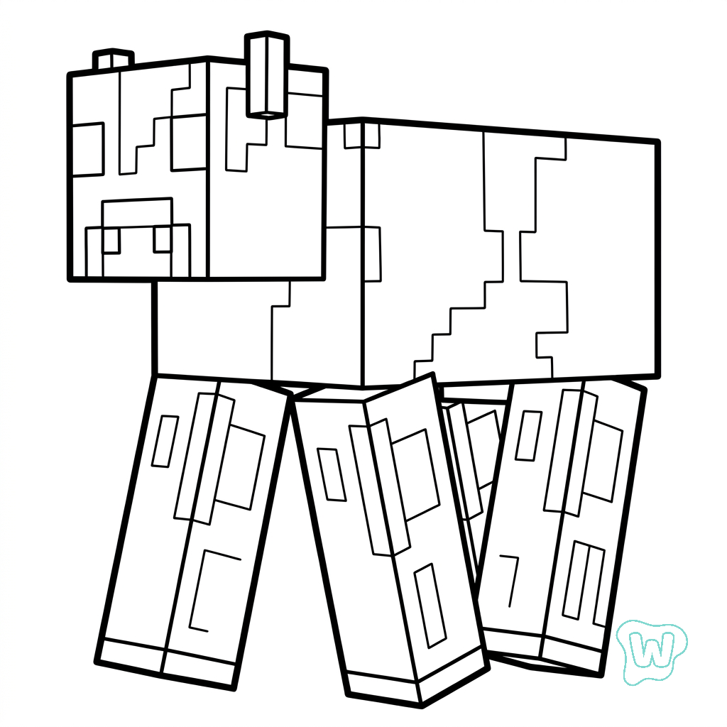 páginas para colorear detalladas de Mooshroom Minecraft