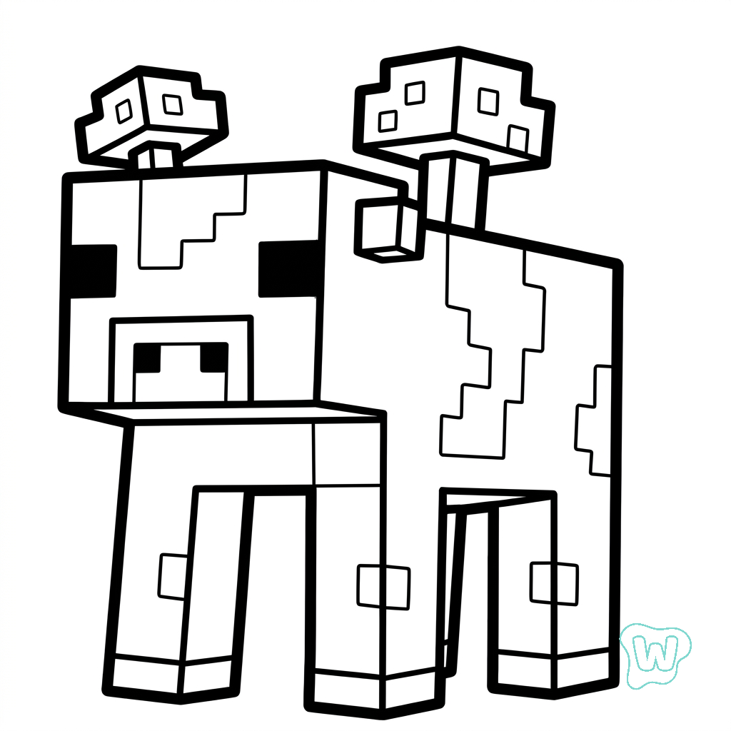 Mooshroom Minecraft páginas para colorear gratis
