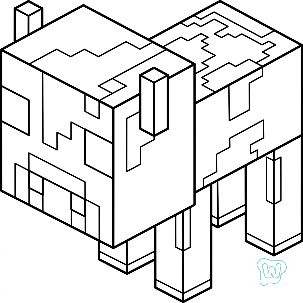 páginas para colorear detalladas de Mooshroom Minecraft para adultos