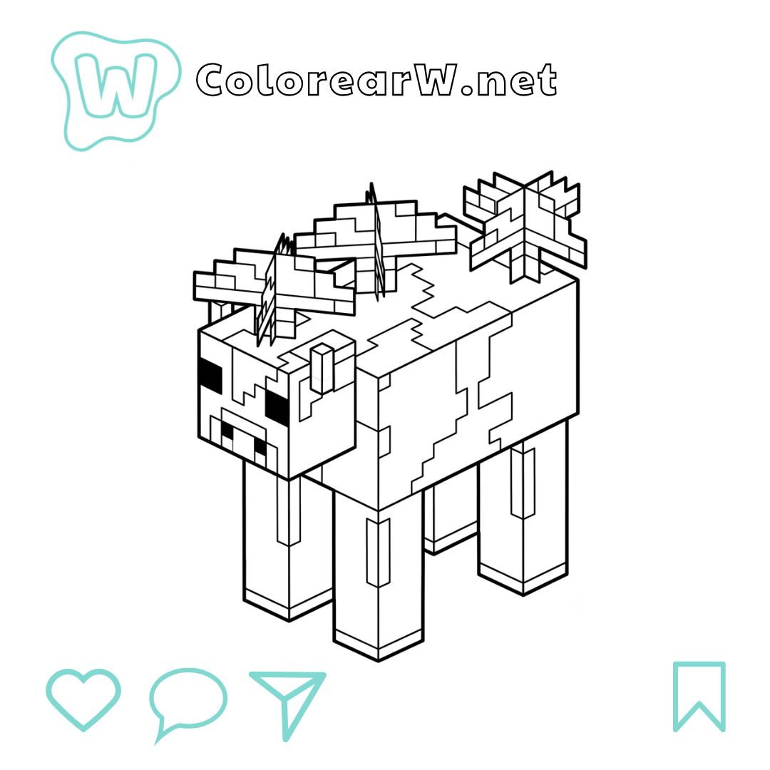 Mooshroom Minecraft para colorear (PDF para imprimir gratis) thumbnail