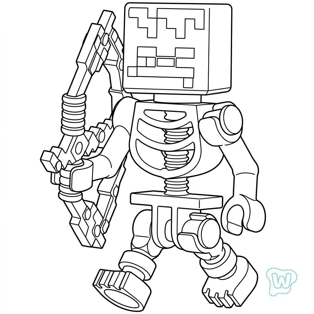 Mossy Skeleton Minecraft páginas para colorear fáciles