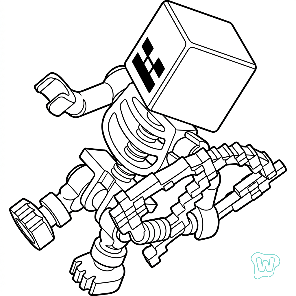 páginas para colorear para Mossy Skeleton Minecraft