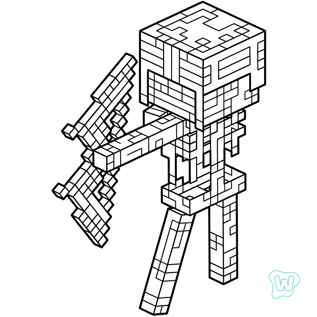 divertidas páginas para colorear Mossy Skeleton Minecraft