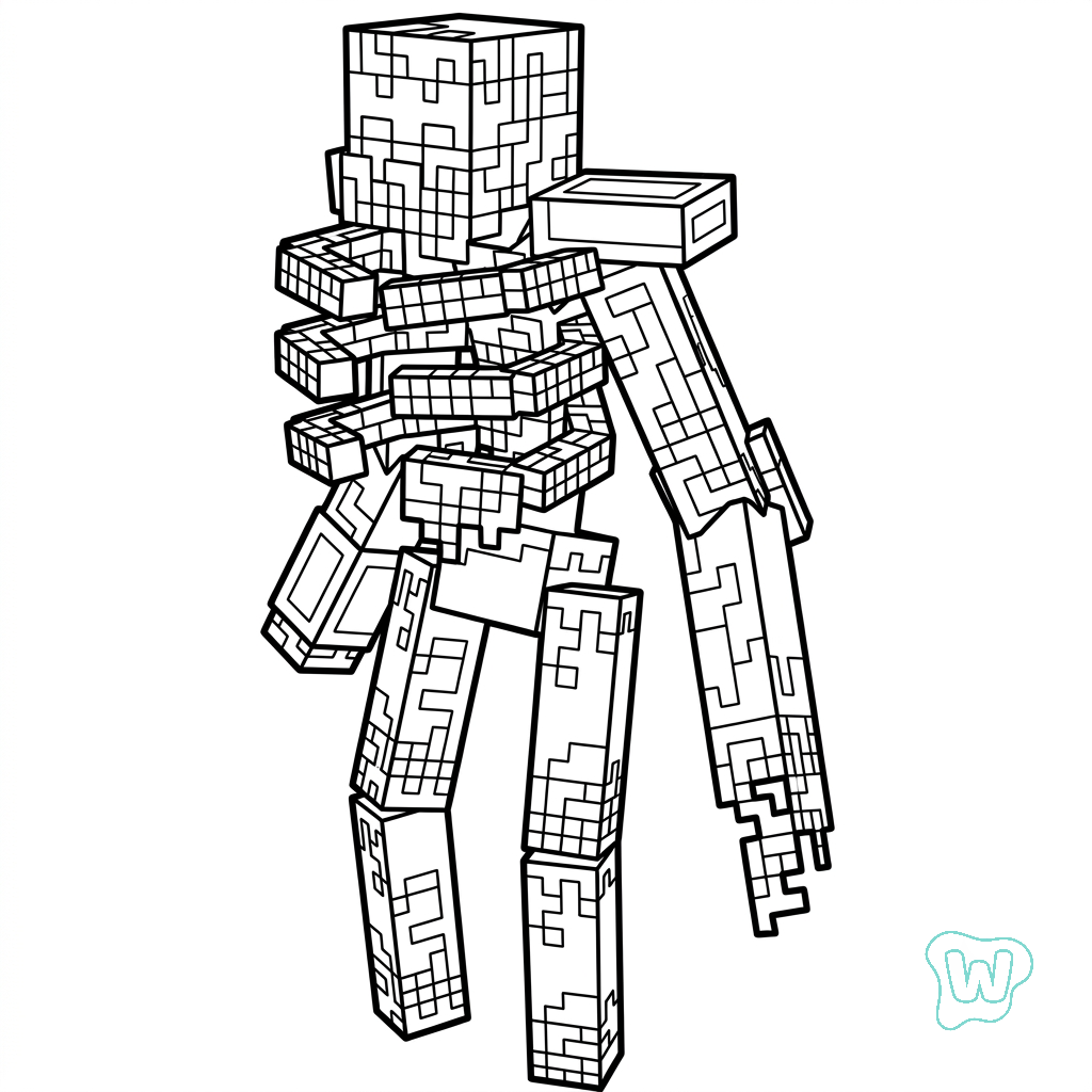 Mossy Skeleton Minecraft páginas para colorear para adultos pdf 1