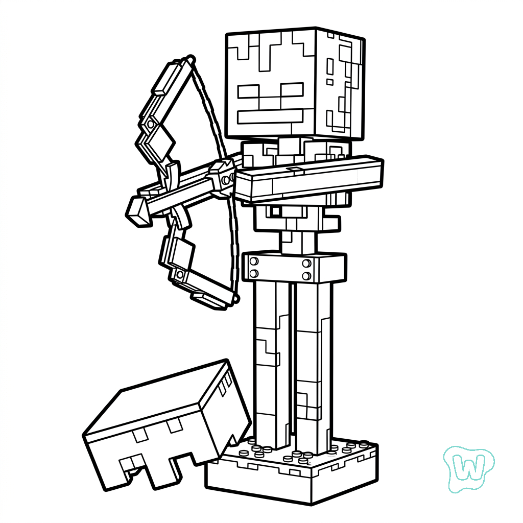 Mossy Skeleton Minecraft páginas para colorear para adultos pdf