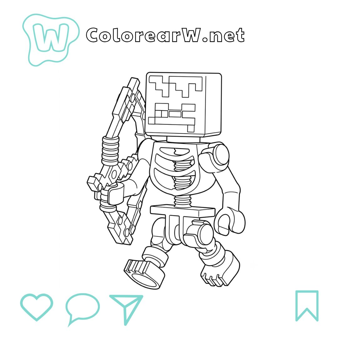 Mossy Skeleton Minecraft para colorear (PDF para imprimir gratis) thumbnail