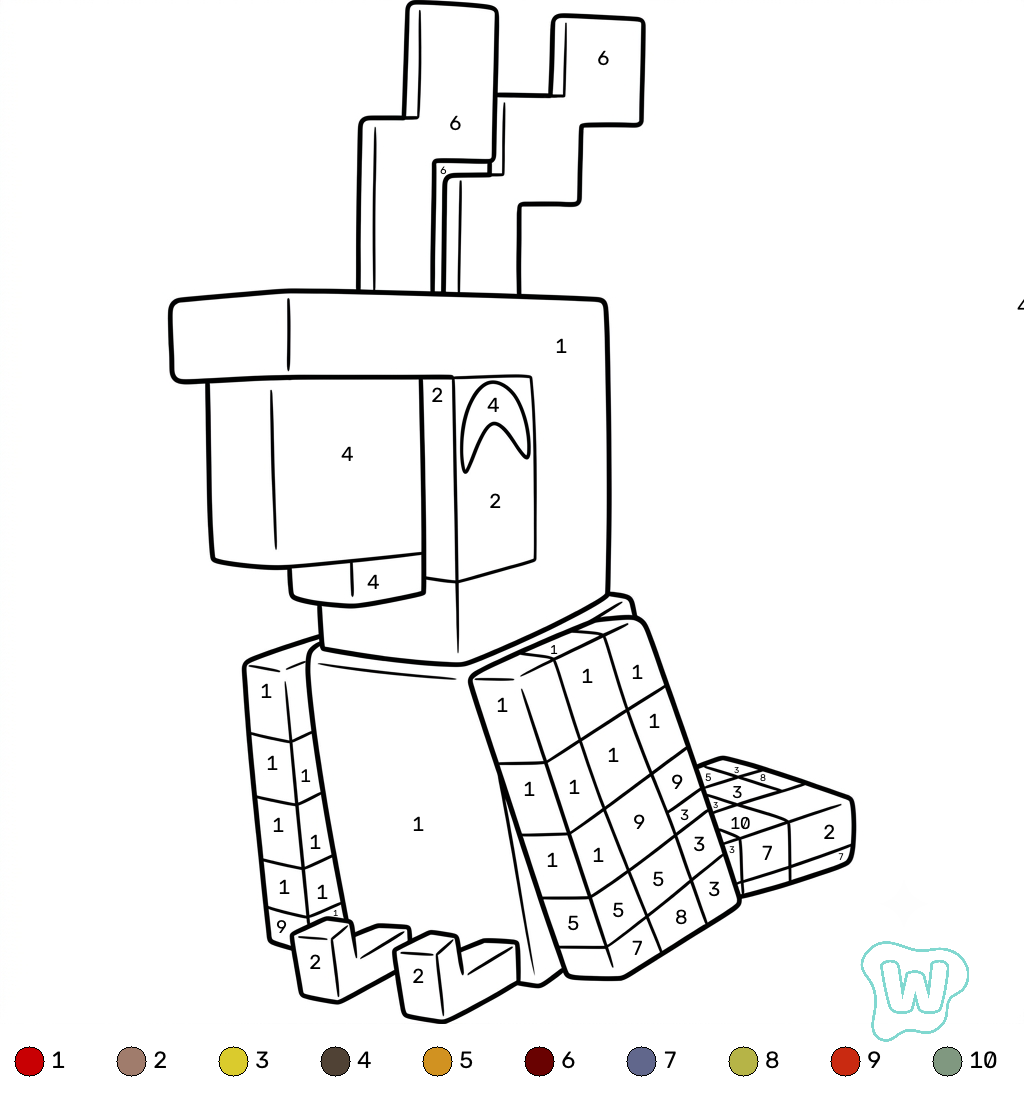 para colorear Parrot Minecraft coloring by numbers
