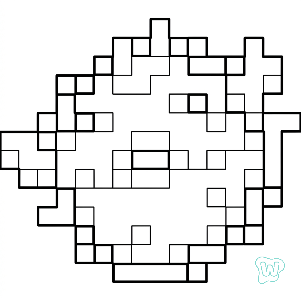 Pufferfish Minecraft para colorear gratis