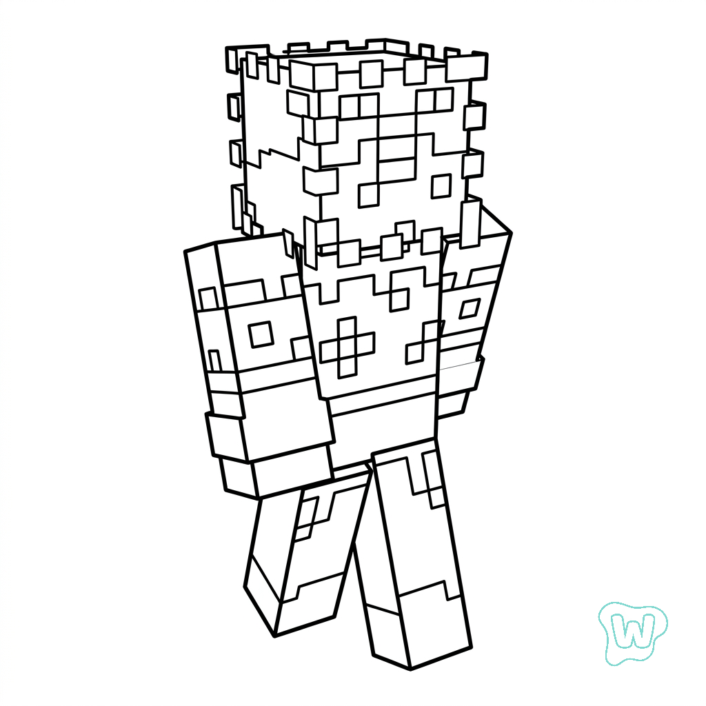 páginas para colorear fáciles de Pufferfish Minecraft