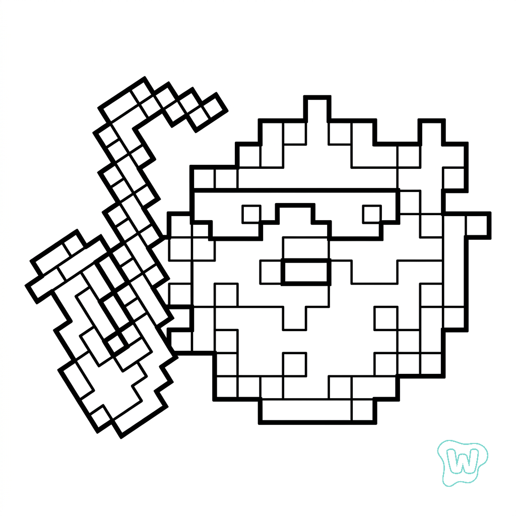 páginas para colorear Pufferfish Minecraft gratis