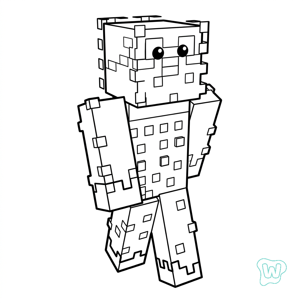lindas páginas para colorear Pufferfish Minecraft