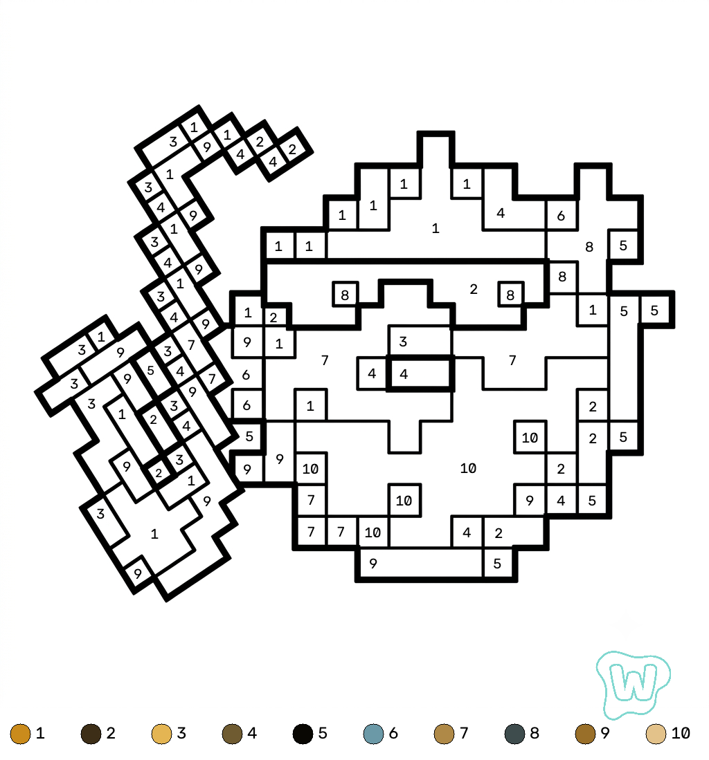 Pufferfish Minecraft coloring by numbers para colorear
