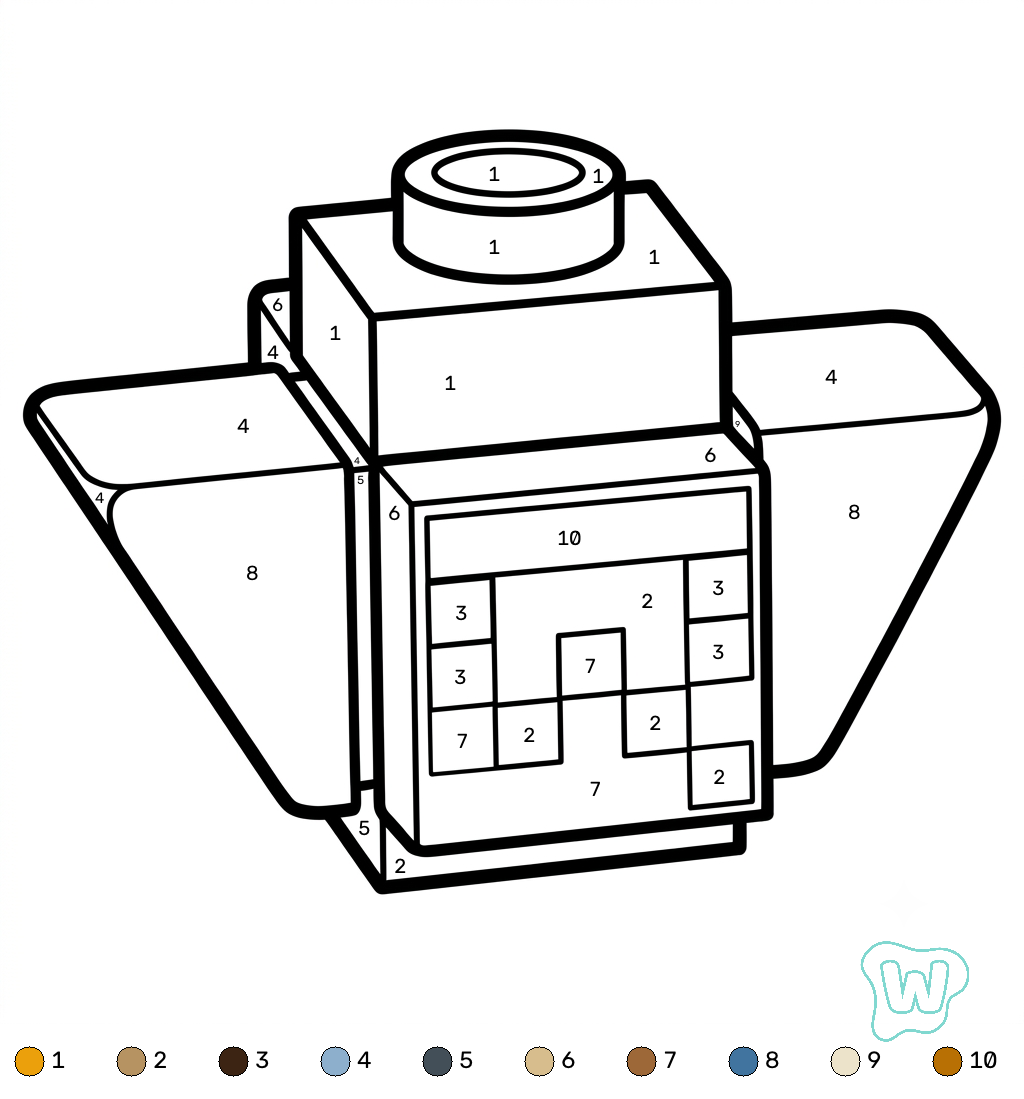 páginas para colorear detalladas de Pufferfish Minecraft coloring by numbers para adultos