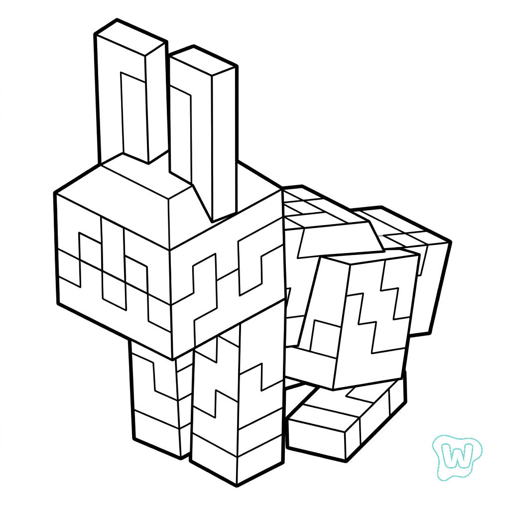 páginas para colorear de preescolar Rabbit Minecraft