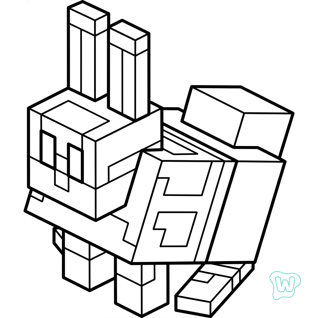 páginas para colorear imprimibles Rabbit Minecraft para adultos