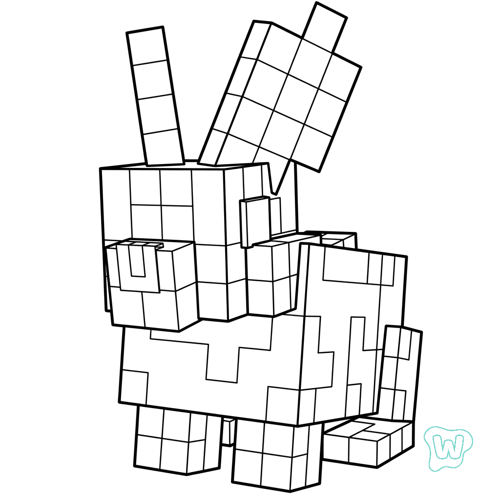 Rabbit Minecraft páginas para colorear para adultos