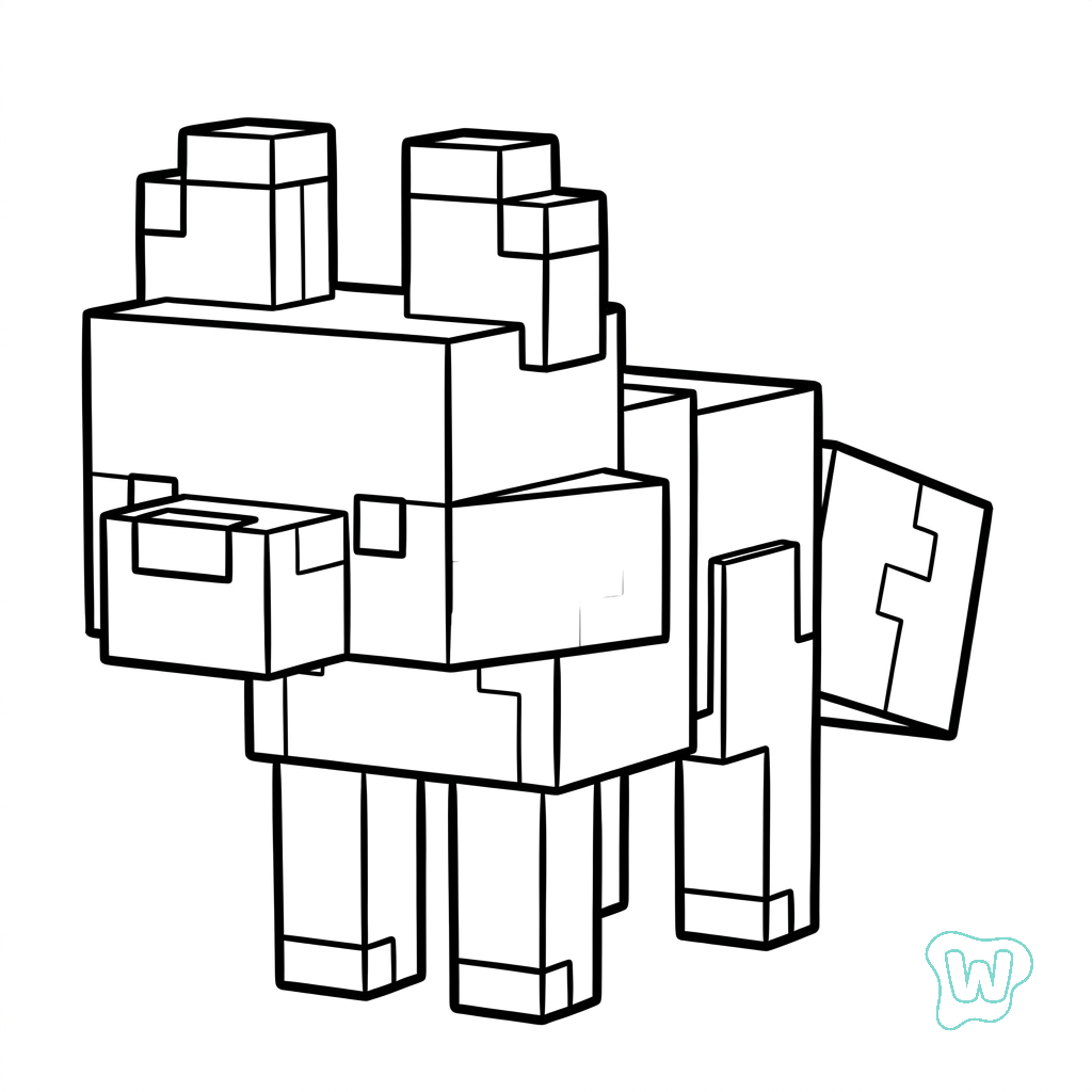 páginas para colorear gratis Red Fox Minecraft para adultos