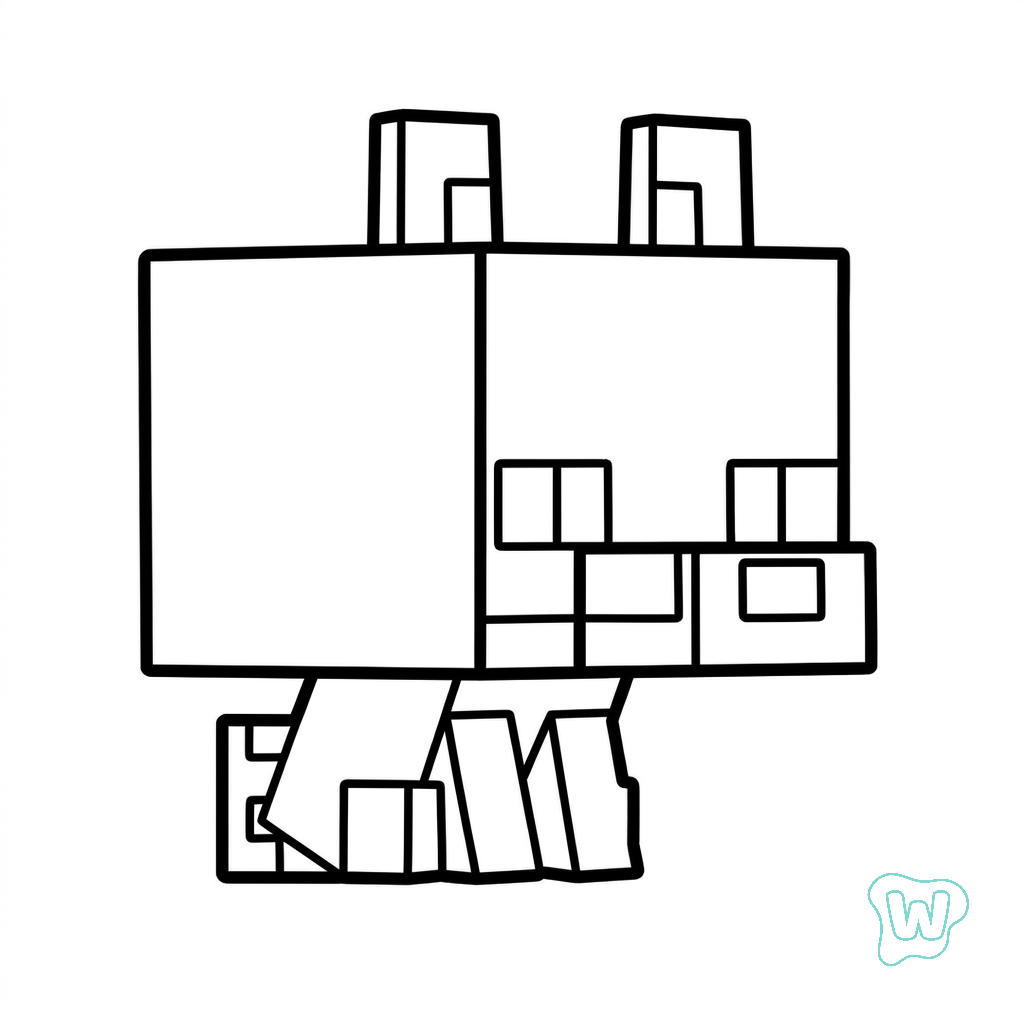 niños Red Fox Minecraft páginas para colorear