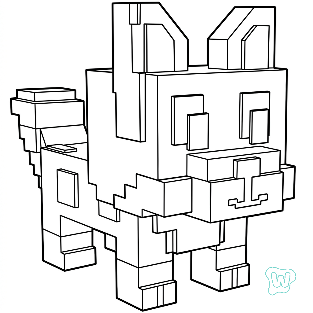 páginas para colorear para Red Fox Minecraft