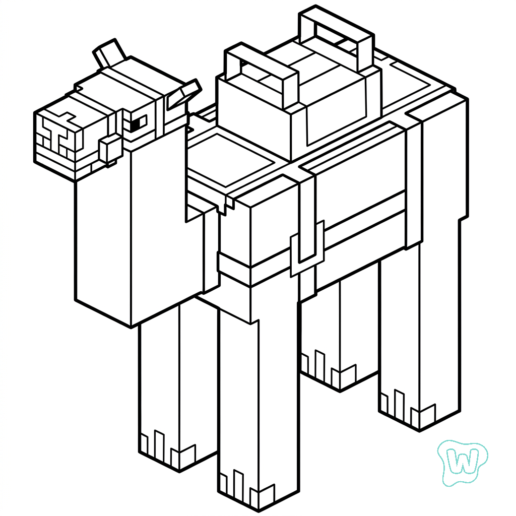 páginas para colorear gratis Saddled Camel Minecraft para niños